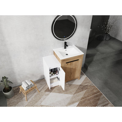 Bowen 36 Inch Contemporary Freestanding Vanity With Ceramic Sink And Soft-Close Doors