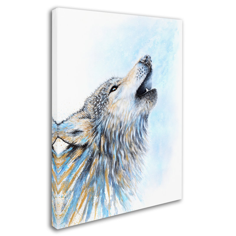 « bébé hurlant loup », reproduction d’impression sur toile tendue, H 19 po x l 14 po