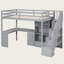 Lit mezzanine simple avec poste de travail en L de qualité supérieure et escalier de rangement-673811032