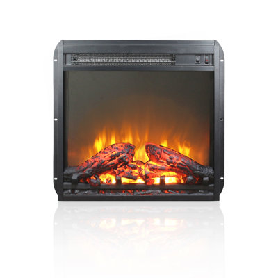 26 Inch Electric Fireplace Insert, Ultra Thin Heater With Log Set & Realistic Flame, Remote Control With Timer, Overheating Protection