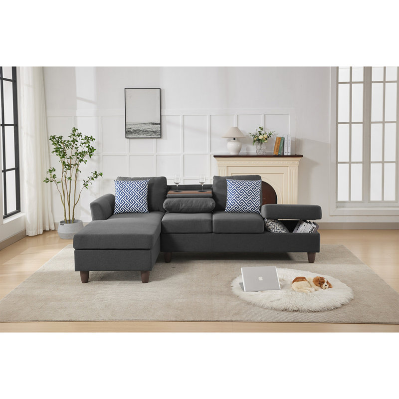 Unités de rangement cachées et coussins décoratifs assortis pour maisons modernes, Gris foncé