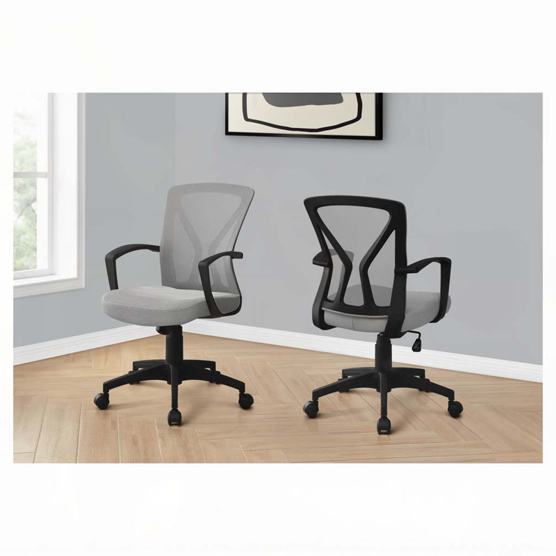 Office Chair,Adjustable Height,Swivel,Ergonomic,Armrests,Computer Desk,Work,Grey Mesh,Black Metal,Contemporary,