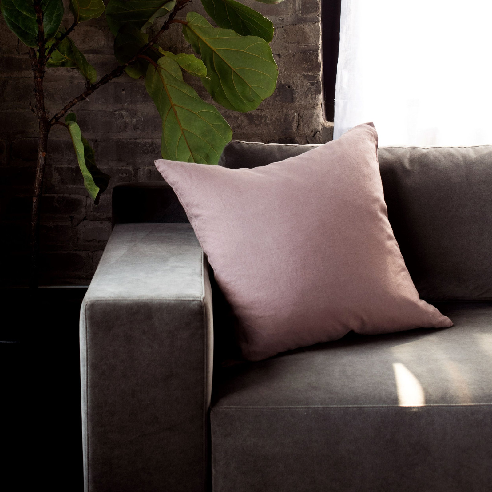 100% French Linen Pillow Sham, Clove, Square 20", Pillow Cover Only - No Insert