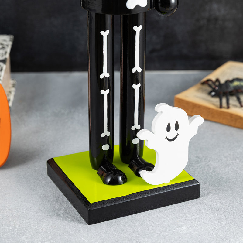 18"H Halloween Wood Skeleton w/Ornament Nutcracker