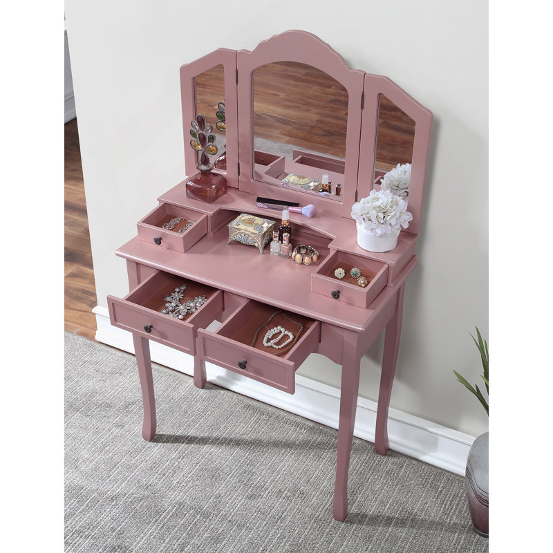Ensemble coiffeuse et tabouret en bois