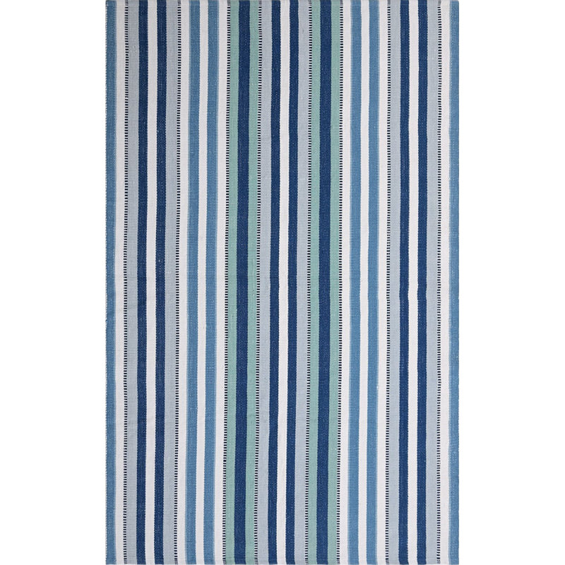 Bristol Flatweave Blue/Teal/Ivory Recycled PET Indoor/Outdoor Rug, Rectangle 5' x 8'