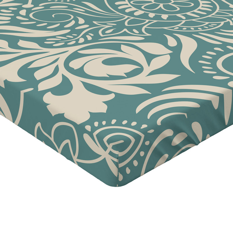 Ensemble de 2 draps-housses Ambesonne, Drap-housse de taille simple, Bleu sarcelle, beige / floral
