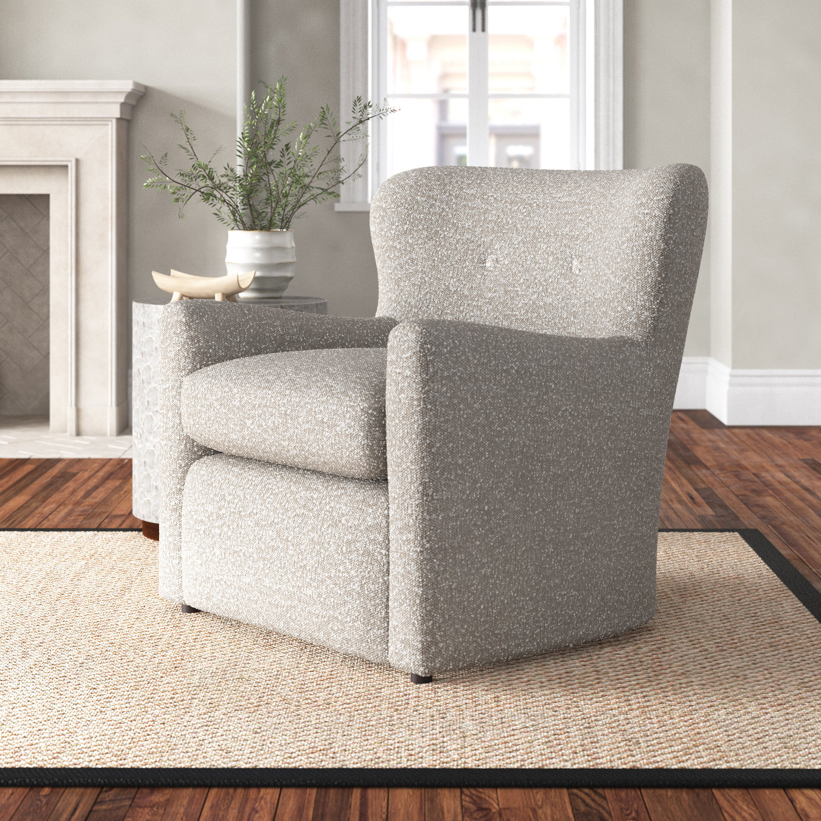 Bendigo Upholstered Wingback Chair, Ivory Boucle
