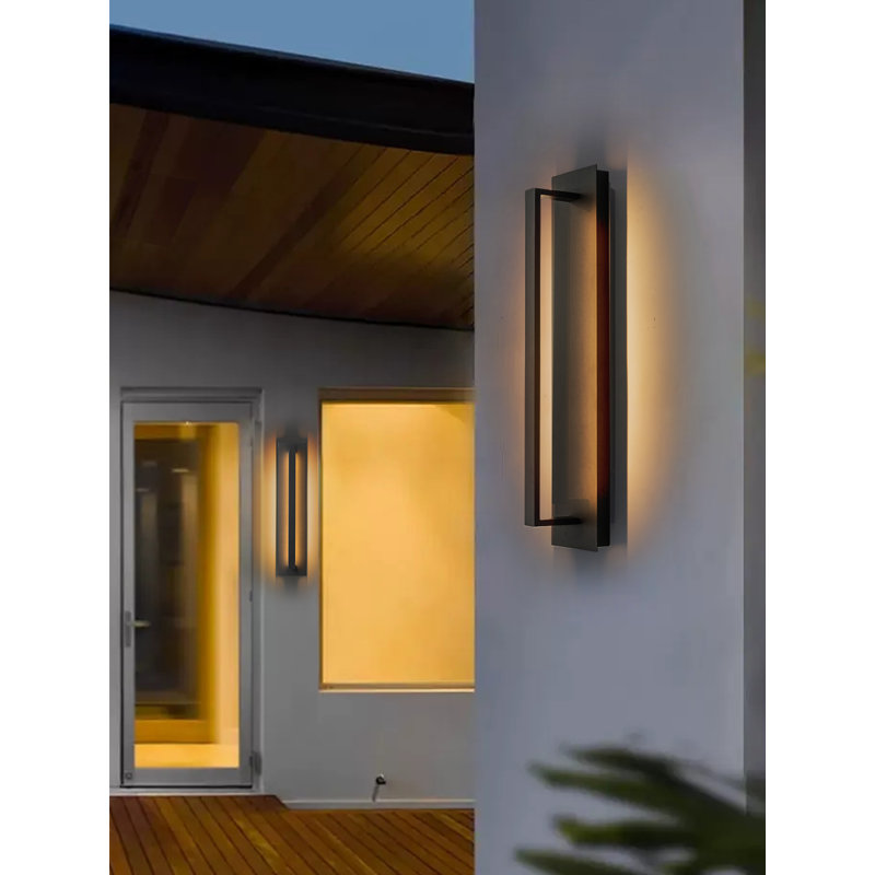 Black Modern Outdoor Led Wall Sconce, 23" H x 4.8" W x 2.25" D