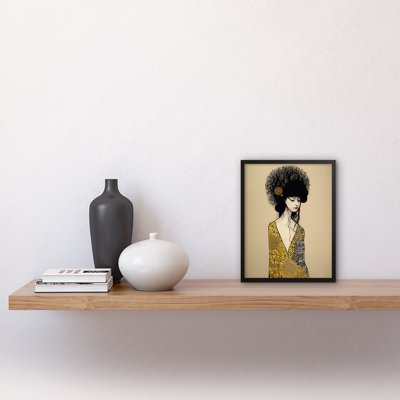 The Goddess In Gold Black Klimt Style Robe - Single Picture Frame Print