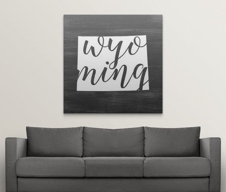 Home State Typographie Wyoming - impression d'art graphique, H 35 po x l 35 po x P 1,5 po, Toile