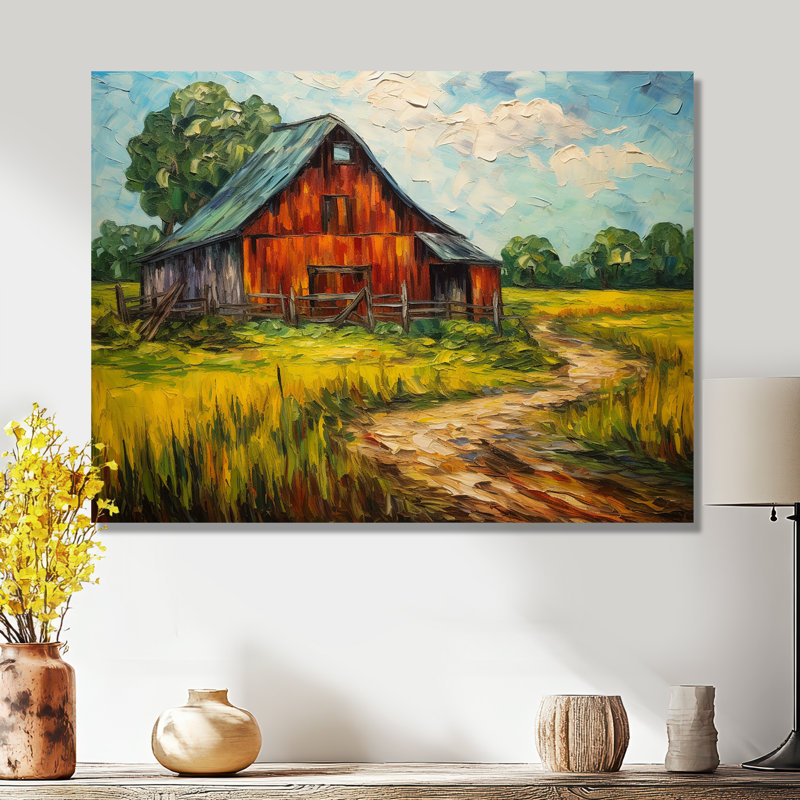 Rustic Farmhouse Green Country Road - décoration murale maison de campagne, Métal métal, H 16 po x l 32 po x P 1 po