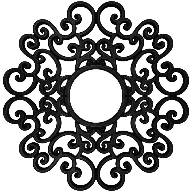 H W 0.75'' D Wood Ceiling Medallion, Black Iron, 48" H x 48" W x 0.75" D