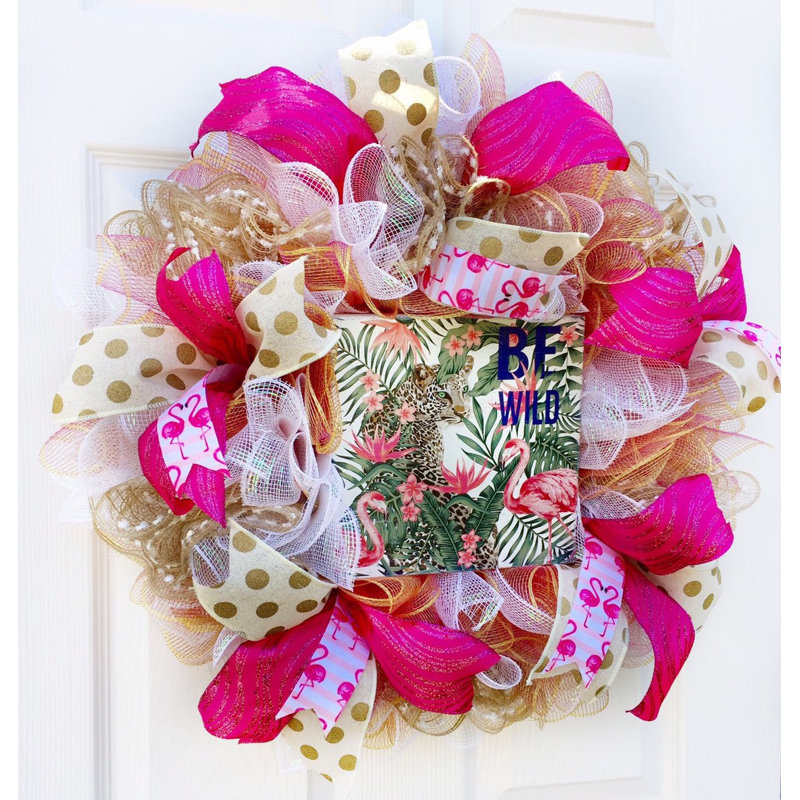 Couronne décorative en maille 18 po Flamingo