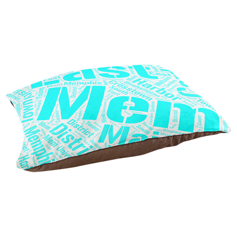 Coussin de chien « districts », Grand (l 40 po x P 30 po x H 14 po), Cyan, Memphis