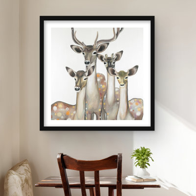 Group of Abstract Deers - Framed Matted Wildlife Print