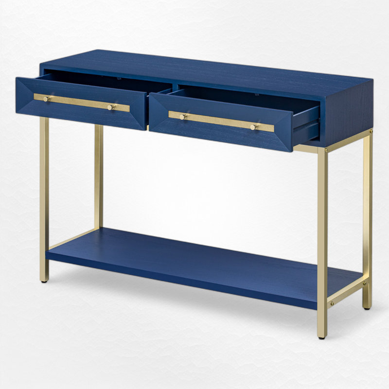 45.52" Console Table, Navy/Gold