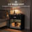 Vintage Small Storage Cabinet With Led Light And Pet Bed, Hidden Cat Litter Box With Drawer And Semi-open Space 