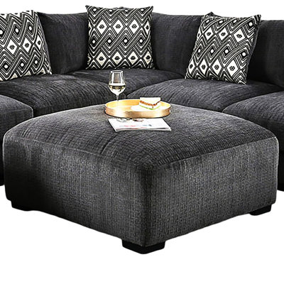 Contemporary Square Gray Memory Foam With Modular Design, Tapered Legs, 43 Inches In Width And Depth, 21 Tall, Solid Wood Chenille Design Wide, Deep, High, Material