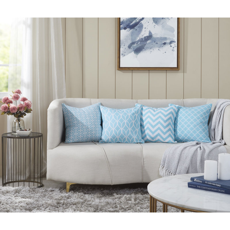 Arylide Square Throw Pillow Cover, Blue