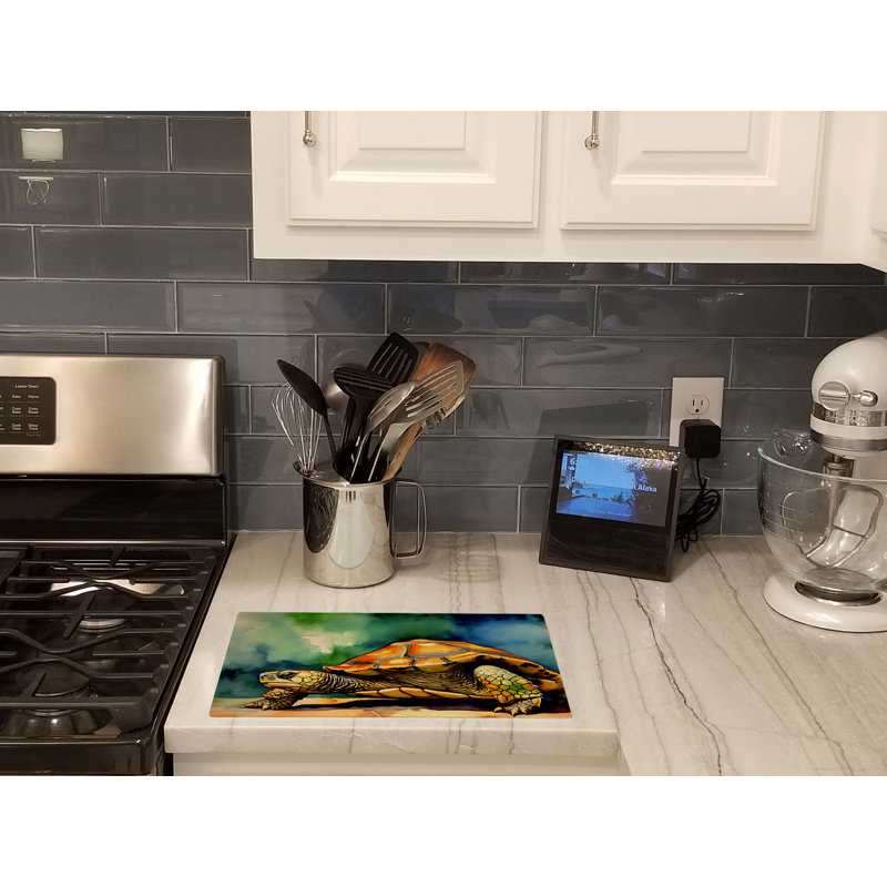 Turtles Tortoises Glass Cutting Board Large