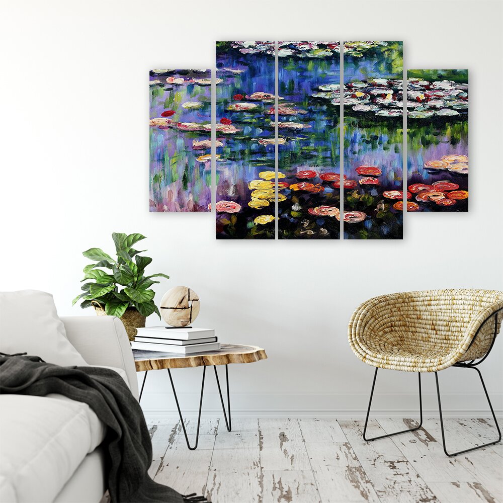 5-tlg. Leinwandbilder-Set Water Lilies von Claude Monet