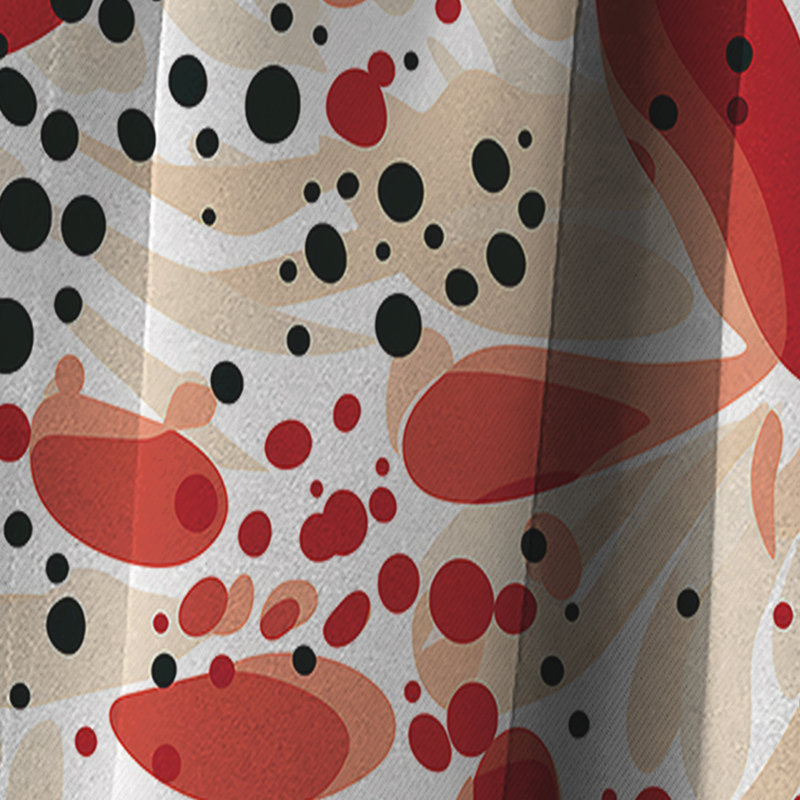 Motif à pois rouge et blanc II - rideau occultant - 1 panneau, L 52 po x L 108 po