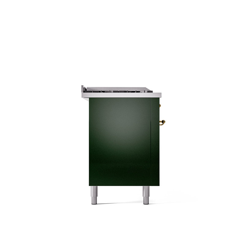 ILVE Nostalgie II 60 Dual Fuel Range, 5 Burners, Griddle, Frenchtop , Natural Gas, Emerald Green/Brass