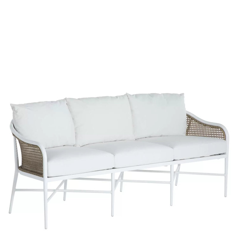 Canapé d'extérieur Havana Cane N-Dura, Craie / canne naturelle, No Welt, Herringbone Sand