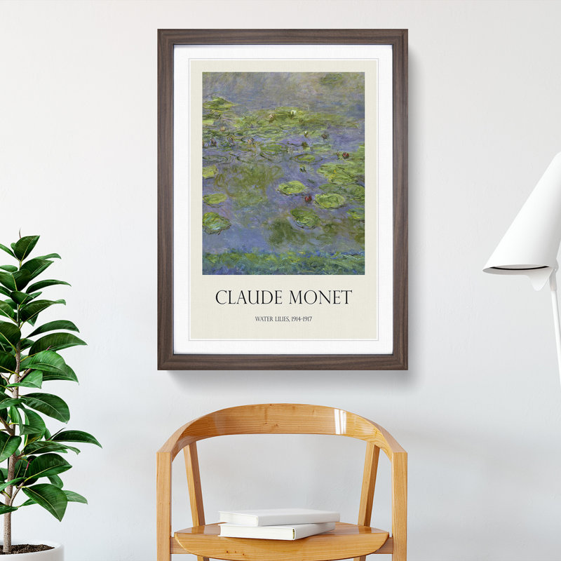 Water Lilies Lily Pond Vol.12 by Claude Monet - Picture Frame Art Prints, 48cm H x 36cm W x 2cm D, Walnut Framed