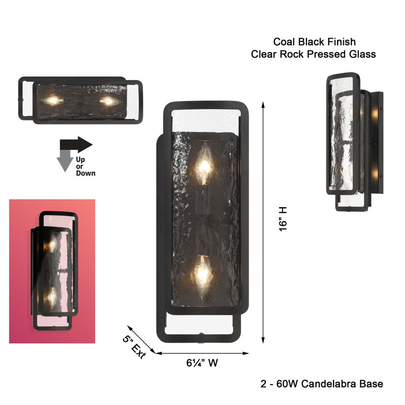 Godefroy Brayden Studio® Godefroy 2 Light Wall Sconce In Coal