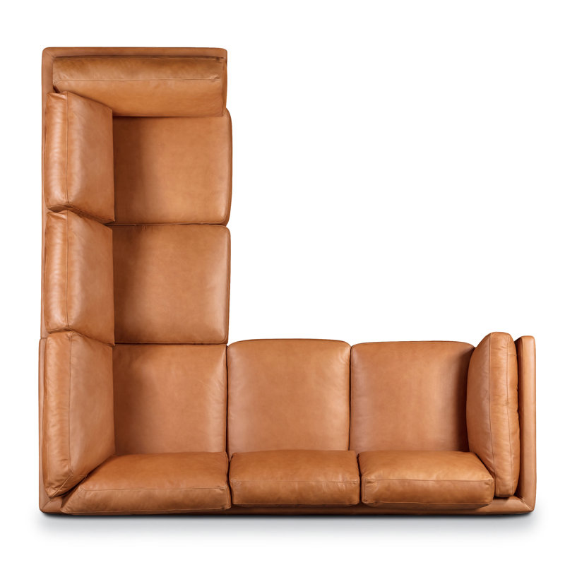 Canapé d'angle modulaire en cuir Cadiz brun clair Cadiz