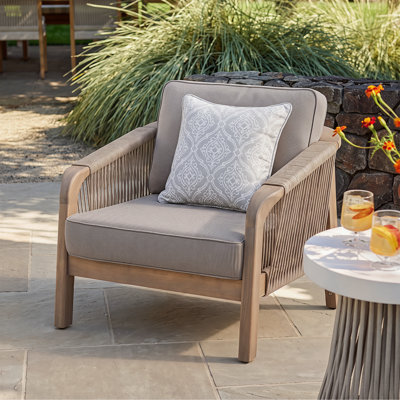 Outdoor Soild Wood & Woven Rope Club Lounge Chair