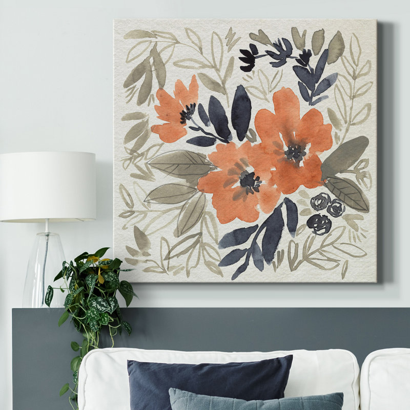 " Sienna & Paynes Flowers I ", 10" H x 10" W x 1" D