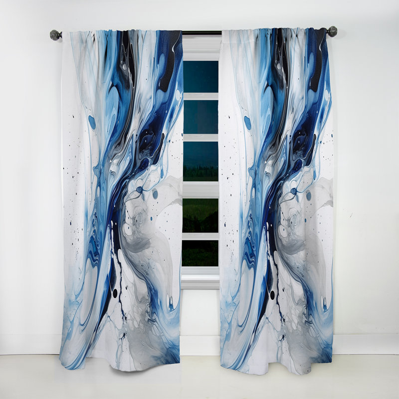 Bleu et gris Elixir I - rideau en velours moderne - obscurcissant - 1 panneau, L 52 po x L 63 po