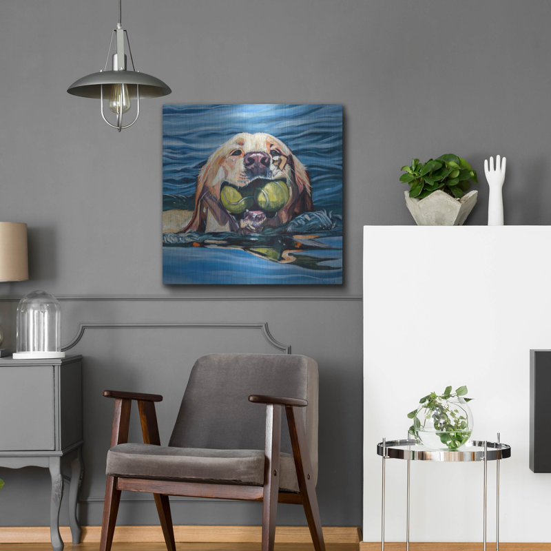 Winston Porter “Fetch” Metal Wall Art by Kathryn Wronski, H 24 po x l 24 po