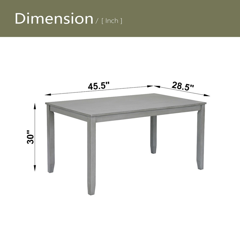 Wooden Dining Rectangular Table, Kitchen Table For Small Space, 4 Person Dining Table, Grey
