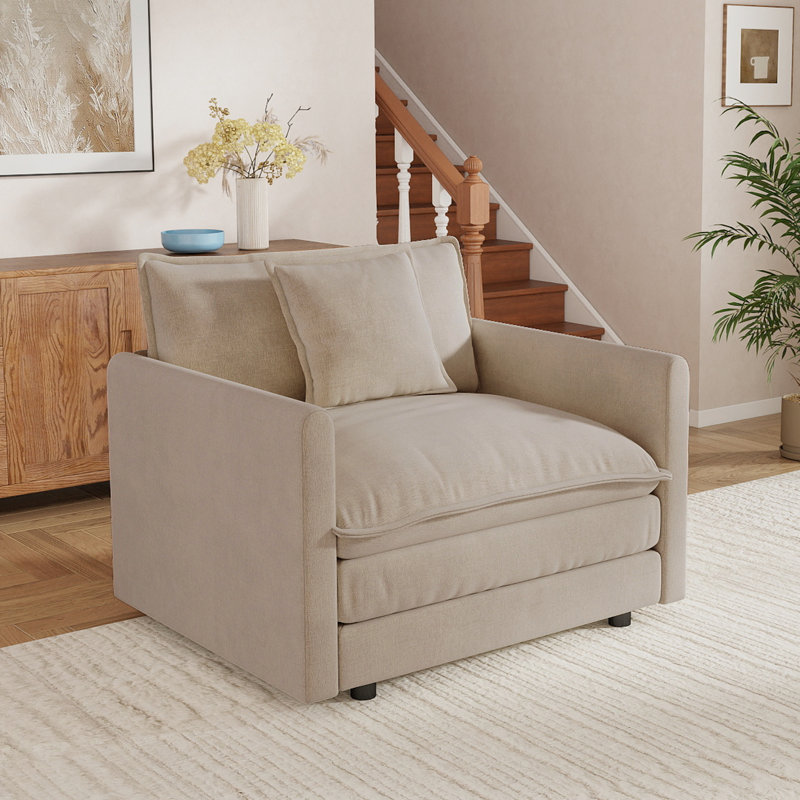 Fauteuil rembourré, canapé en tissu de chenille, pour le salon , Chenille café clair