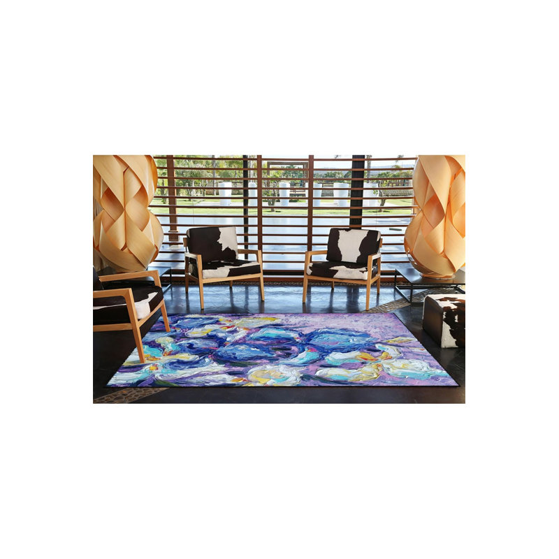 Tapis tissé lavable à motif mer, Sous-tapis carré 3 pi 3 po inclus