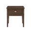 Table de bout classique avec tiroirs avec port de chargement USB et finition brune