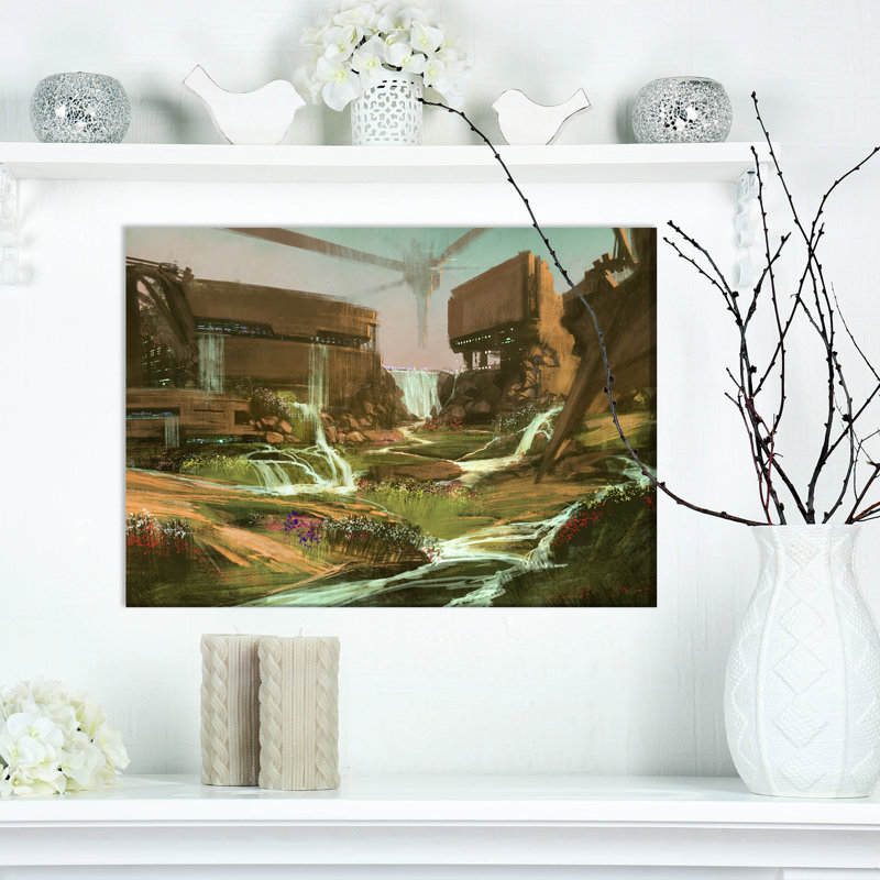 « sci fi immeubles », reproduction sur toile tendue, H 20 po x l 20 po x P 1 po