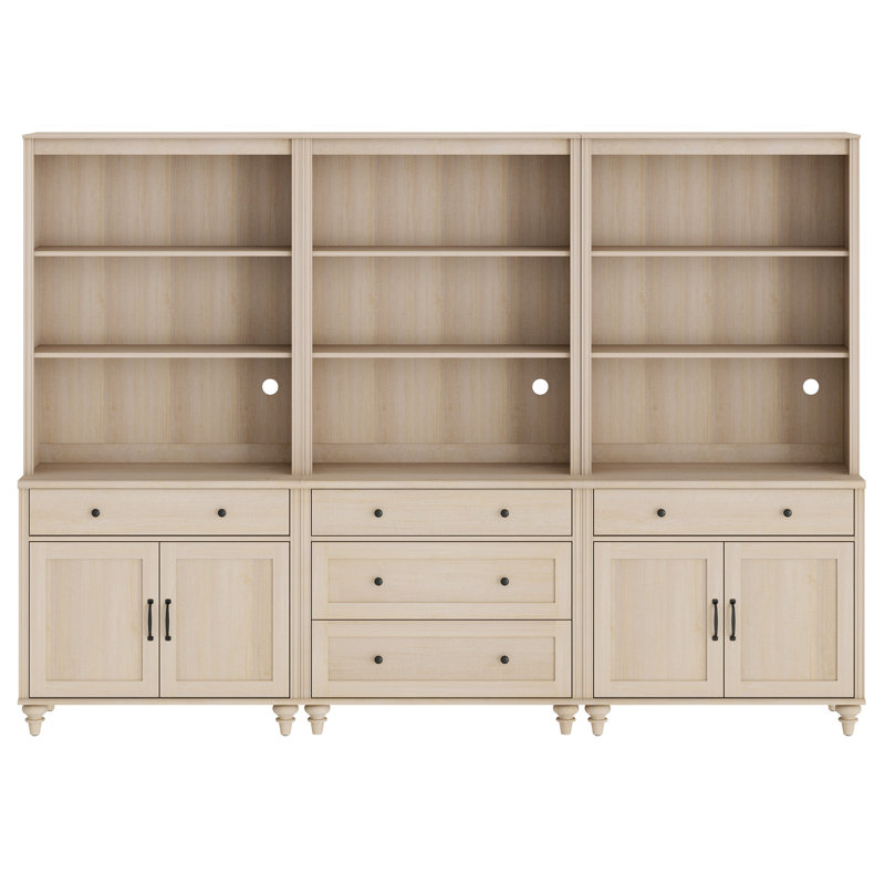 Armoire de cuisine de 72,1 po de hauteur avec 5 tiroirs et 4 portes, chêne clair