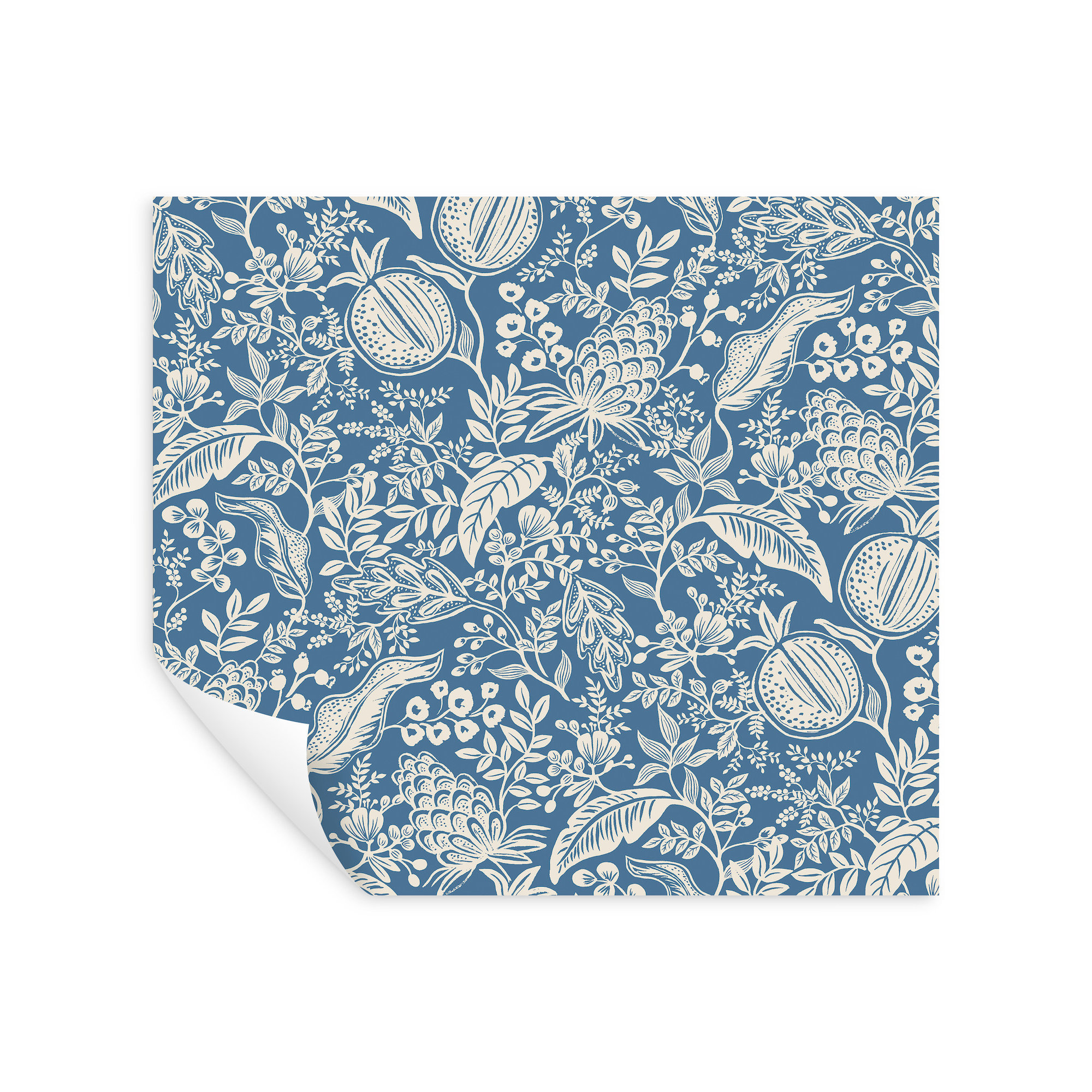 Pomegranate White Peel and Stick Wallpaper, Blue