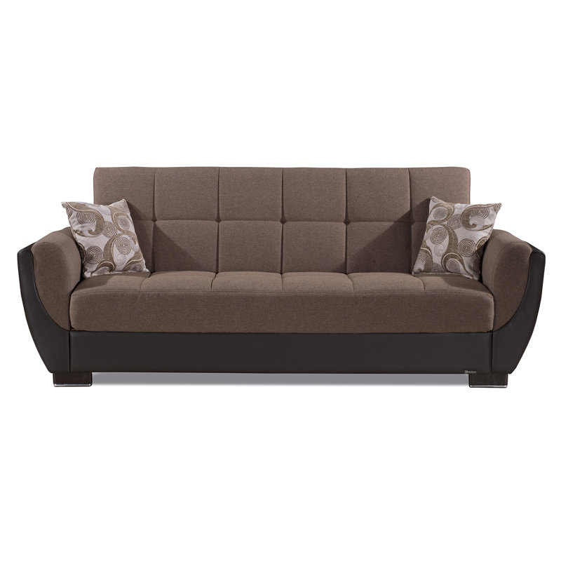 Upholstered 93.5'' Sleeper Sofa, Brown/Brown