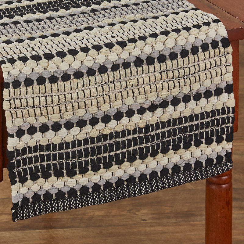 Farmhouse Holiday Chindi Table Runner, 36" L x 13" W, Green/Red