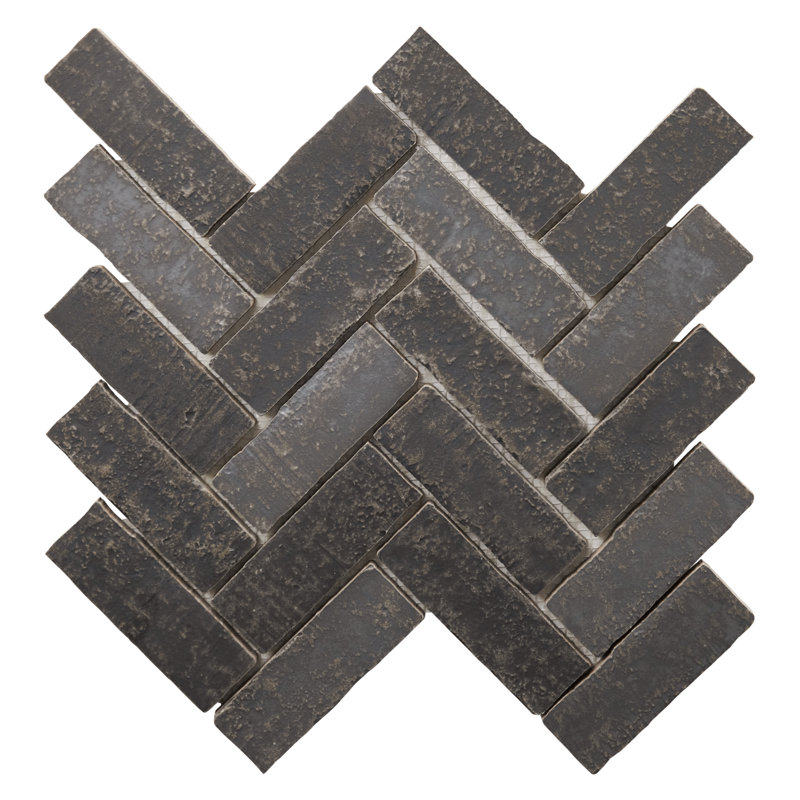 Brixon 1.5x4 Herringbone Matte Porcelain Mosaic Tile, Charcoal Gray
