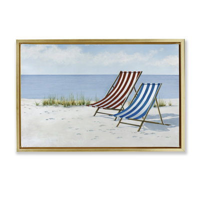 «Serene Beach Chairs», toile encadrée noire par Max Maxx