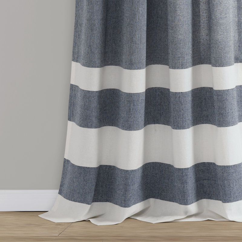 Paire de rideaux 100% coton à rayures Cape Cod, l 40 po x L 95 po, Bleu marine