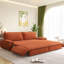 Canapé-lit Queen orange en velours côtelé, 73,2 pouces, convertible de 31 pouces, housse de coussin amovible, lit gigogne, doux et offrant un bon soutien