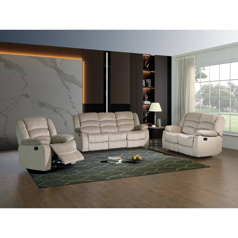 Fauteuil inclinable en tissu de microfibre transitionnel, Beige